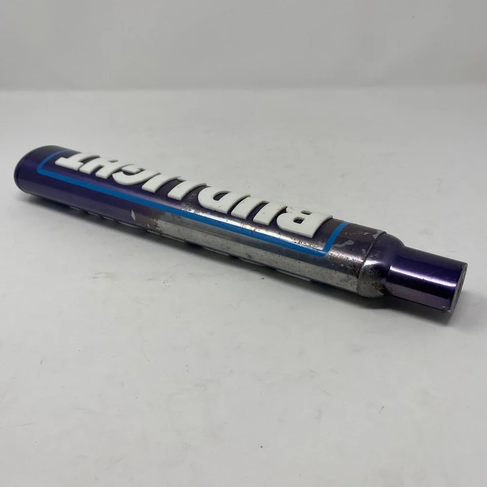 Bud Light Beer Tap Handle Purple Metallic White Raised Lettering Breweriana Bar